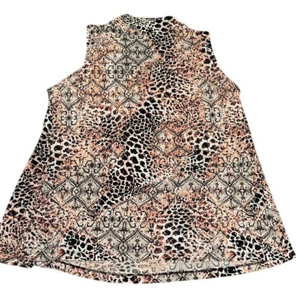 Dana Buchman Womens XL Sleeveless Animal Print Wrap Blouse Polyester - Picture 5 of 7